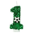 thumbnail image 2 of Vela de cumpleaños con flores artificiales de fútbol, decoración para tarta de fútbol de 9.º cumpleaños, velas de nueve años con purpurina verde y número 9 para cupcakes, decoración para fiestas de cu, 2 of 2