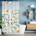 thumbnail image 6 of Spring Floral No Hooks Shower Curtain with Snap-in Liner Colorful Flowers Green Leaves Watercolor Farmhouse Shower Curtains for Bathroom, Waterproof, Easy Install, Washable 36"x78", 6 of 9