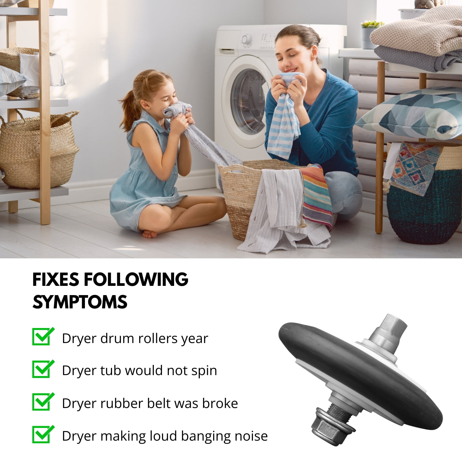 Nispira Dryer Drum Roller Assembly Compatible With LG Kenmore 4581EL2002C, 6 Rollers