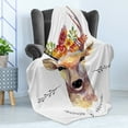 thumbnail image 4 of Indie Soft Flannel Fleece Blanket, Deer Portrait in Watercolor Painting Style Boho Flower Bouquet Hipster Rustic Artwork, Cozy Plush for Indoor and Outdoor Use, 50" x 70", Multicolor, by Ambesonne, 4 of 5