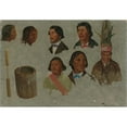 thumbnail image 2 of Albert Bierstadt 18x14 Black Ornate Wood Framed Double Matted Museum Art Print Titled - Seven Indian Portraits and One Primitive Utensil, 2 of 5