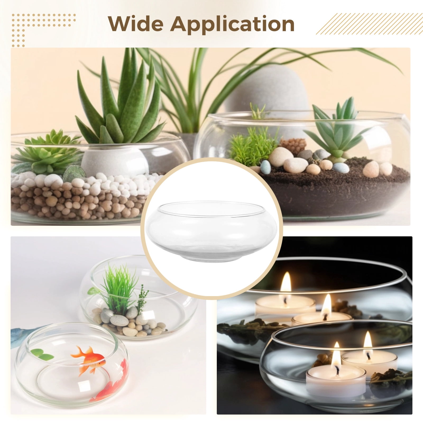2 PCS Glass Bowl Vases, Wide Mouth Round Glass Terrarium, Glass Hydroponic Planter, Clear Floral Container, Fish Tank Aquarium