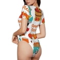 thumbnail image 2 of Naloa Fall Pumpkins Bodysuits for Women, Women's Short-Sleeved Onesie, One-Piece for Parties, dates, clubs-Medium, 2 of 7