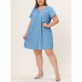 thumbnail image 2 of Vestido de cambray de talgrande pamujer, mancorta, ligero, cuello en V Azul claro XL, 2 of 6
