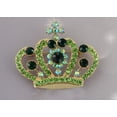 thumbnail image 3 of Green Crystal Rhinestone Regal Wedding Princess Queen Crown Brooch Pin for women, Green, 3 of 6