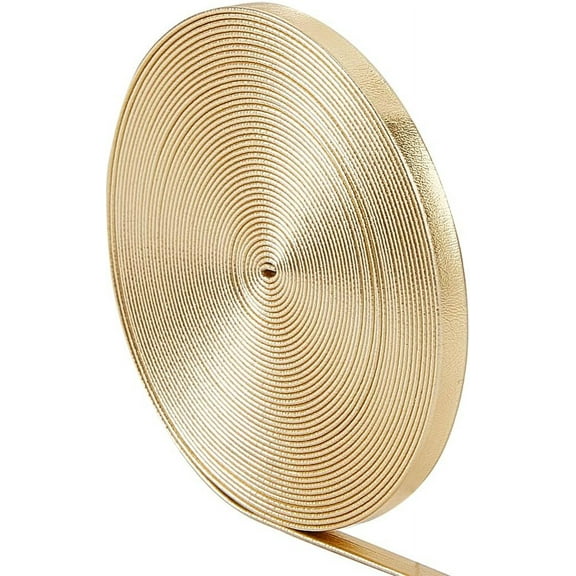 5M Flat Imitation Leather Cord for Pillow Decor Gold 5x0.8mm about 5.47 Yards(5m)/Roll