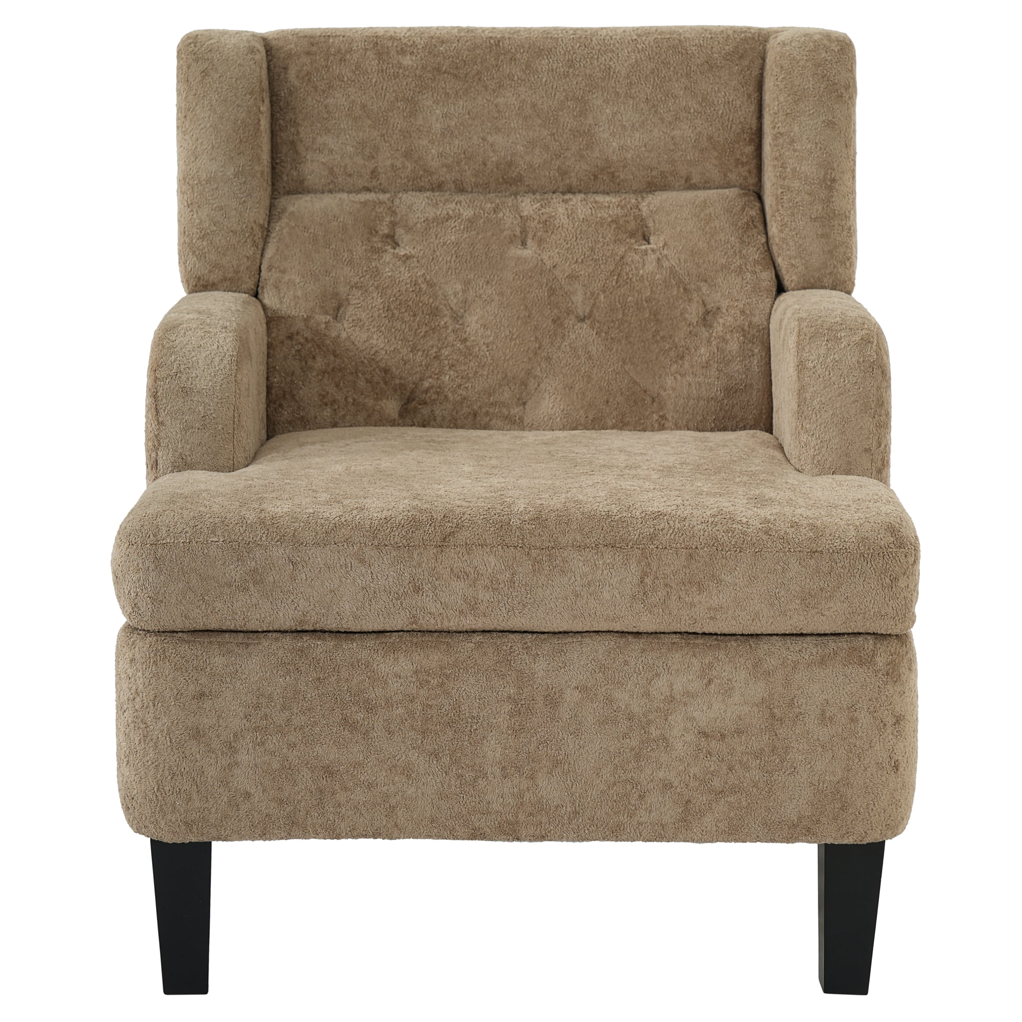 Leumius Accent Chair, Modern Tufted Armchair, Upholstered Single Sofa Chair for Living Room and Bedroom, Brown