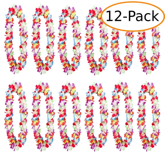 Two-Tone Lush 48" Hawaiian Leis (12-Pack) (multi-cool)