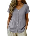 thumbnail image 4 of Linen T Shirts For Women Lightweight Linen Blouses For Women Loose Fit Tee Shirt Women Beach Vacation Tshirts Beach Tops For Women Gauze Shirts For Women Linen Clothing For Women, 4 of 8