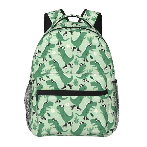 Vsdgher Dinosaurs on Roller Skater for Laptop Backpack,Travel Backpack Outdoor Activities Bag Daypack for Travel Hiking Shopping & Daily-One Size