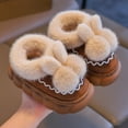 thumbnail image 7 of Otqutp Kids Cute Slippers Girls Fuzzy Plush Bunny Ear Platform Heeled Slipper Winter Warm Comfort Furry Non Slip House Shoes, 7 of 7