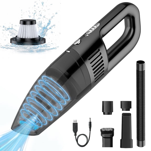 FLORAY Cordless Handheld Car Vacuum Cleaner, Portable Vacuum for Car with Reusable HEPA Filter, Black