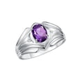 thumbnail image 4 of RYLOS Men's Rings Sterling Silver Rings Classic Designer Style 9X7MM Oval Gemstone &  Diamond Ring Amethyst February Birthstone Rings For Men Size 13, 4 of 7