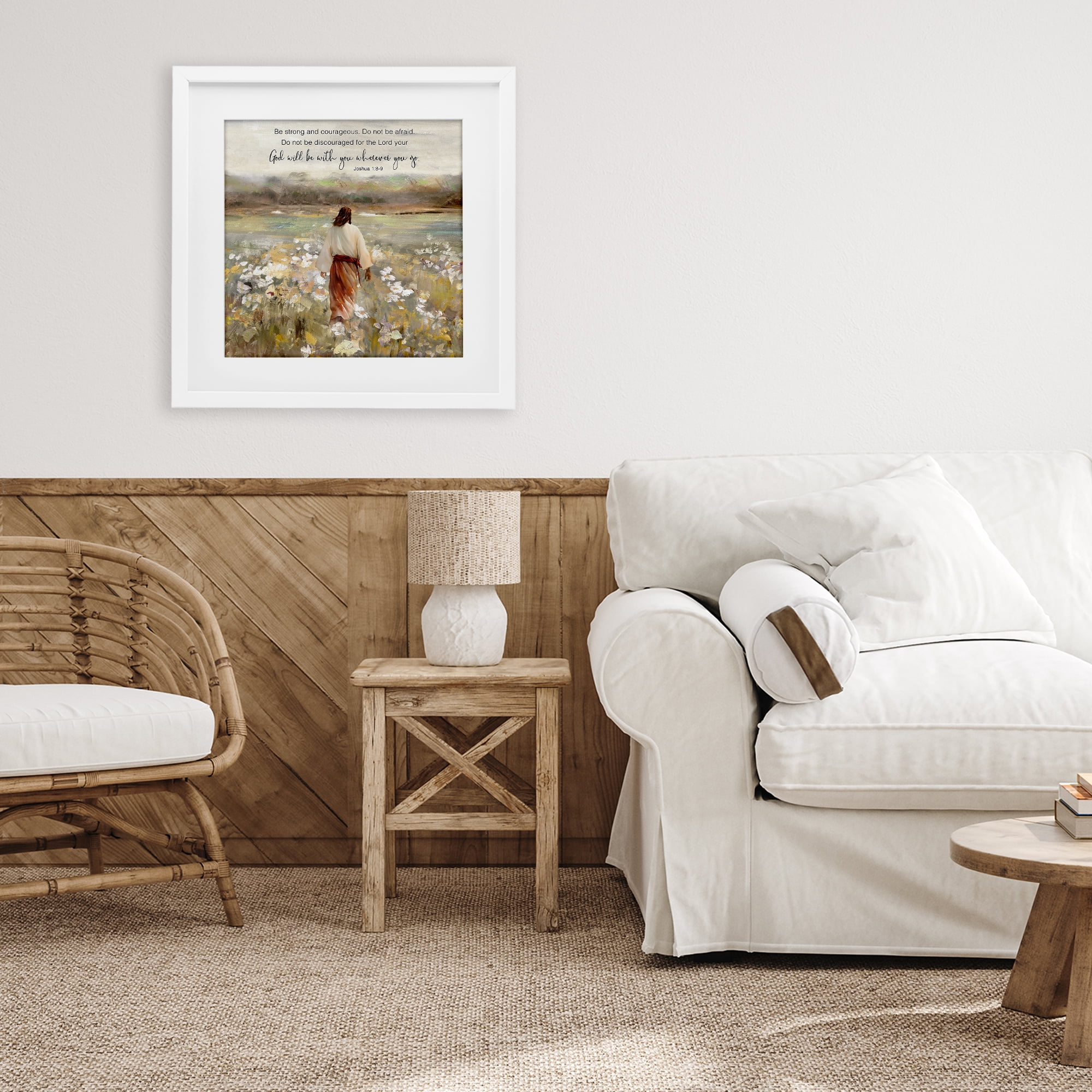 Stupell Industries God With You Wherever White Framed Print Under Glass, design by Sally Swatland