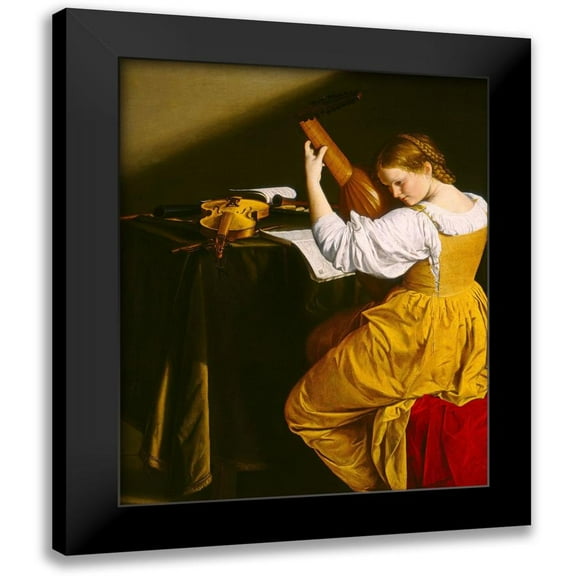 Gentileschi, Orazio 12x14 Black Modern Framed Museum Art Print Titled - The Lute Player