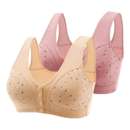 Juslio Minimizer Bras for Women 2PC Wirefree Comfortable Solid Vest Breasted Bra