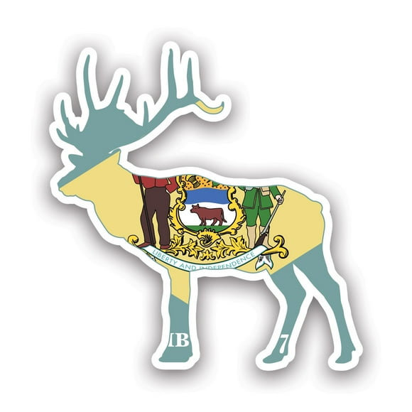 Delaware Deer Shaped Flag Sticker Decal - Self Adhesive Vinyl - Weatherproof - Made in USA - v2 de stag hunter hunting archery antlers outdoors explore