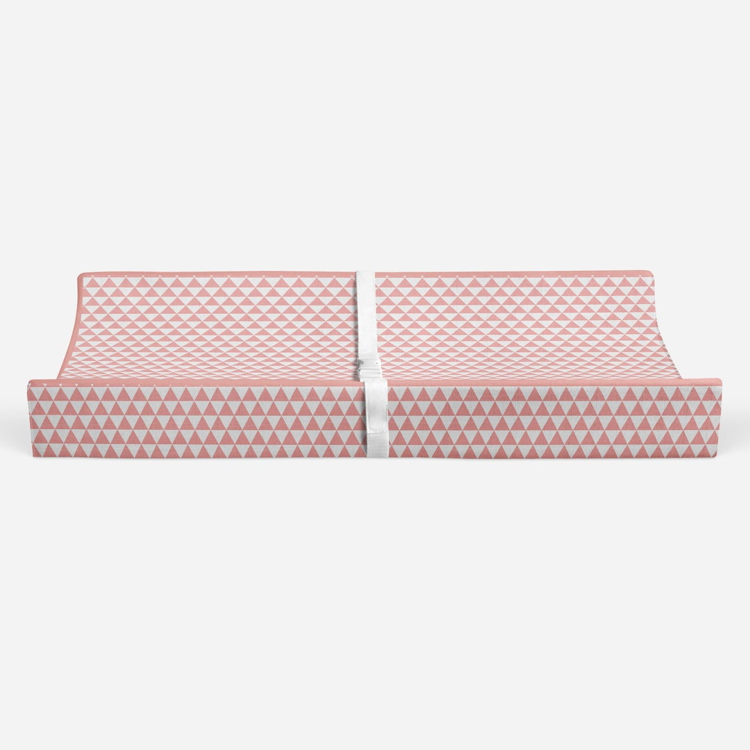 Bacati - Olivia Triangles Coral Quilted Muslin Changing Pad Cover