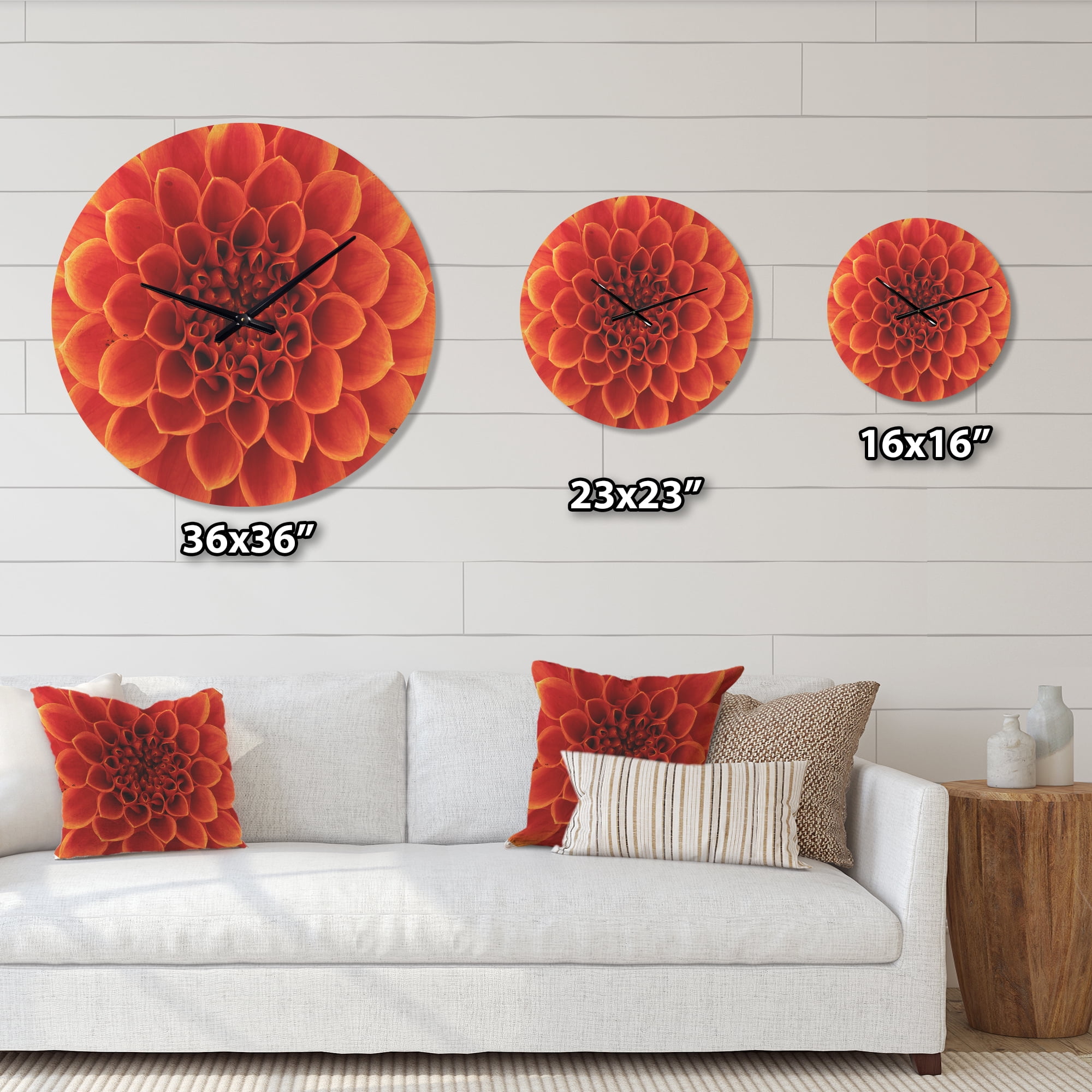 Designart 'Dense Petals With Brown Flower' Modern Wood Wall Clock