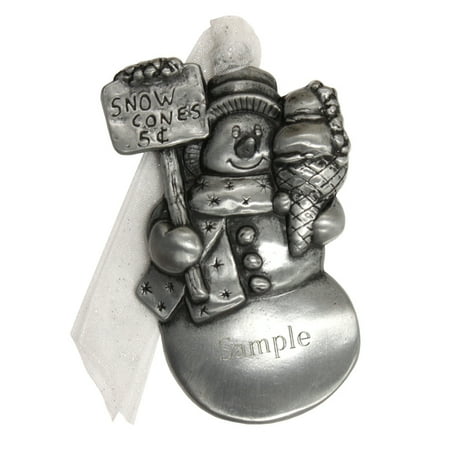 Personalized Christmas Snowman - Personalized Pewter Snowman with Snow Cone Christmas Ornament