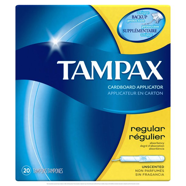 Tampax Cardboard Regular Tampons, Unscented, 20 count