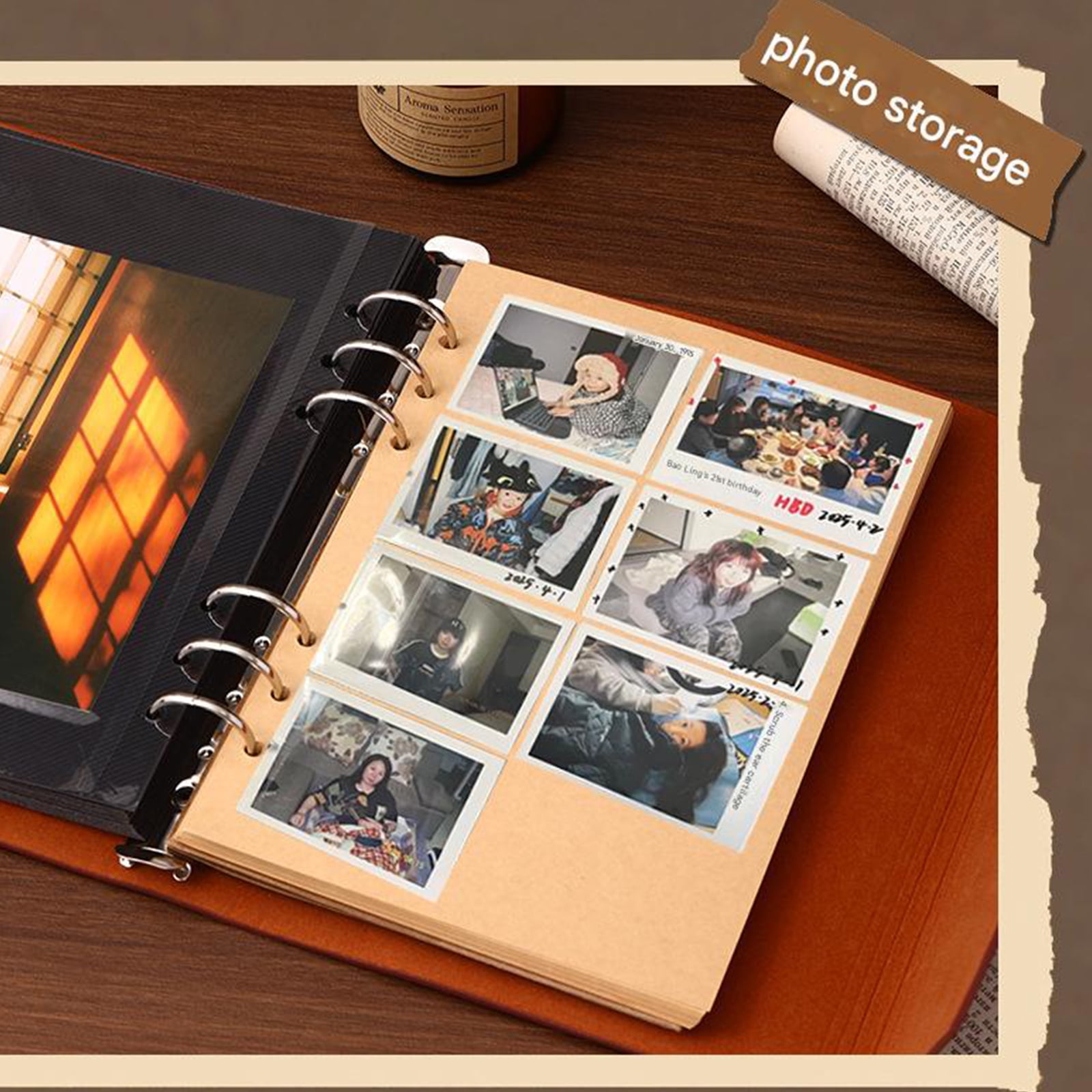 Compacts Size Travel Journal Scrapbook Leather Cover Notebook Memory Book Perfect for Photos Home Display Decoration