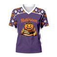 thumbnail image 5 of Yuncity Women Halloween Shirts Pumpkin Graphic Print V Neck Tees Summer Fall Baseball Short Sleeve T-Shirts Casual Loose Fashion Tops Size S, 5 of 5