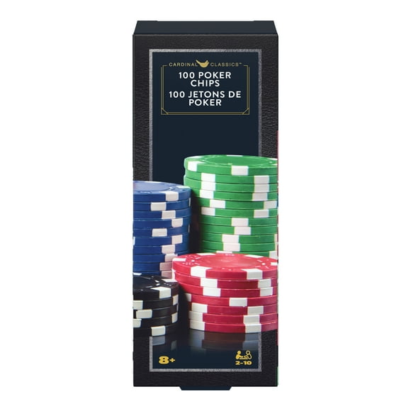 Spin Master Games, Cardinal Classics, 100-Piece Colored Poker Chips Set, for Families and Kids Ages 8 and up