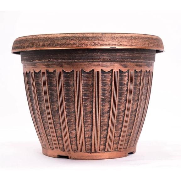 Rustic Flowerpot 10" Planter for Garden Patio Office Ornaments Home Decor Long Lasting Reusable Light Weight (Copper)