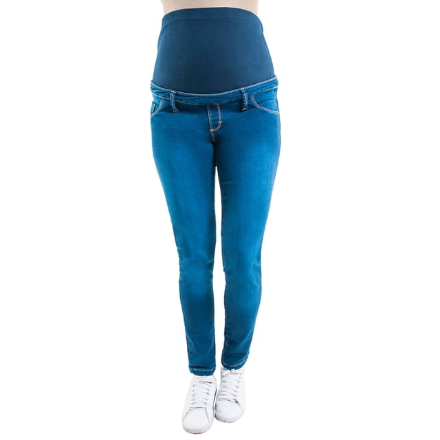 PANTALON DE MEZCLILLA MATERNIDAD ALMACENES MARIO 3001 AZUL C/PARCHE ALTO