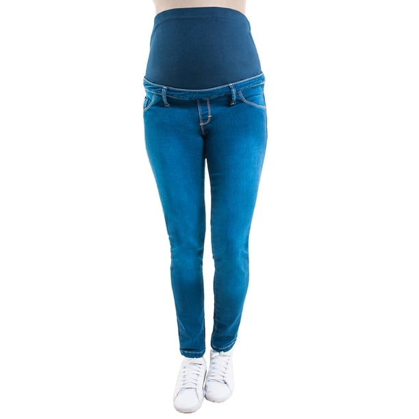 PANTALON DE MEZCLILLA MATERNIDAD ALMACENES MARIO 3001 AZUL C/PARCHE ALTO