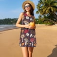 thumbnail image 3 of Easygdp Forest Wild Mushroom para Vestido Transpirable de Mujer, Vestido Suelto de Manga Corta con Pliegues y Bolsillos para el Verano, 3 of 7