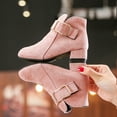 thumbnail image 4 of DMDUOU Toddler Girls Toe Dressy Ankle Boots Suede Zipper Comfy Chunky Mid Heels Fall Winter Short Booties Pink 4.5-5Years, 4 of 6