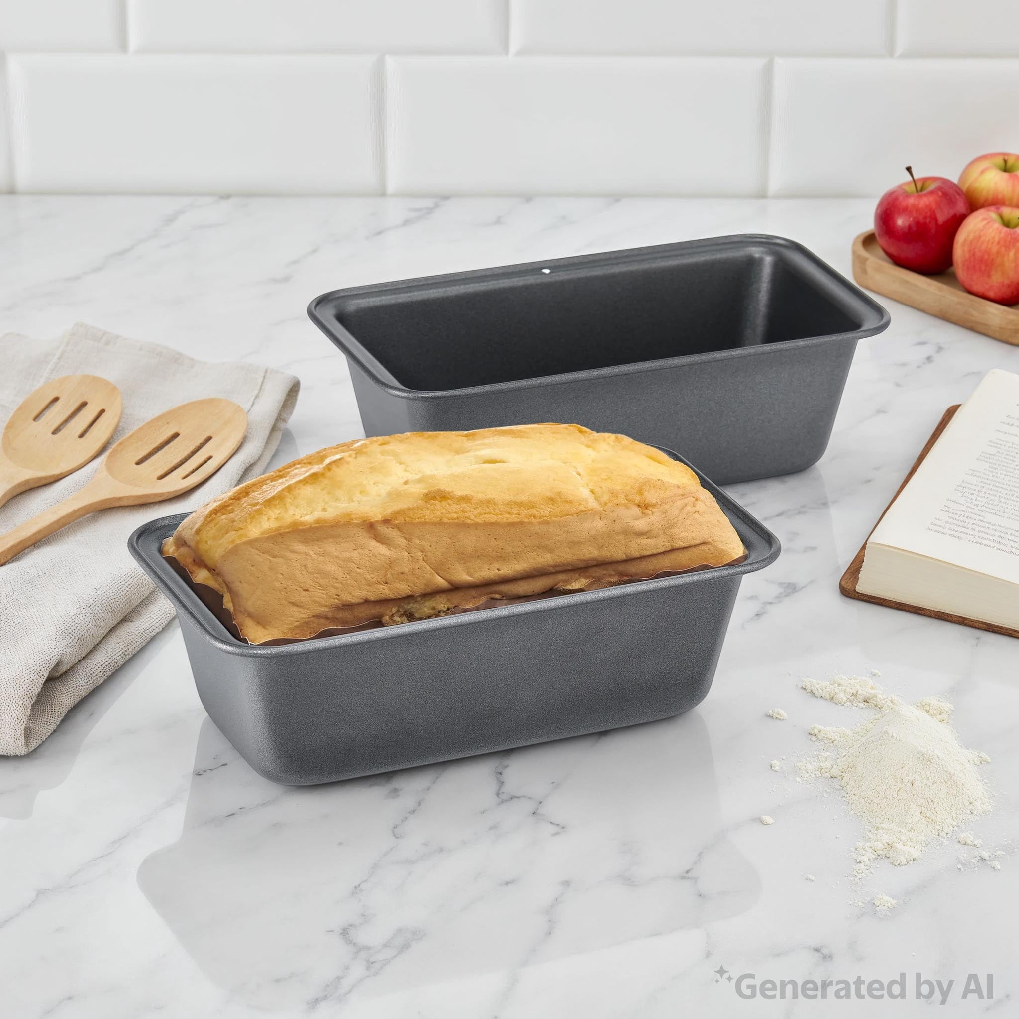 Mainstays 2pk Nonstick Mini Loaf Pan, 5.7 in W x 3 in D x 2 in H, Hand Wash Recommended