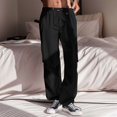 thumbnail image 2 of Gibobby Pantalones tipo cargo para mujer petite casual Pantalones Cargo de cintura elástica a la moda para mujer, pantalones Cargo(Negro,M), 2 of 5
