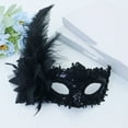 thumbnail image 2 of Xfvqtps Mardi Gras Mask for Women Masquerade Masks Half Face Feather Flower Glitter Lace Carnival Mask for Makeup Performance Ball Party Black-01, 2 of 3