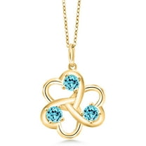 Gem Stone King 1.07 Ct Round Swiss Blue Topaz 18K Yellow Gold Plated Silver Pendant With Chain