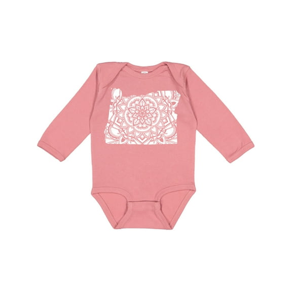 Inktastic Oregon Silhouette Mandala Boys or Girls Long Sleeve Baby Bodysuit