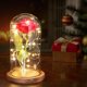 thumbnail image 3 of Rosa de seda y cadena de luces LED en cúpula de vidrio sobre base de madera para fiesta de decoración del hogar 10 * 19 cm (marrón), 3 of 8