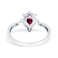 thumbnail image 4 of Teardrop V Chevron Engagement Ring Simulated Ruby CZ 925 Sterling Silver Size 10, 4 of 5
