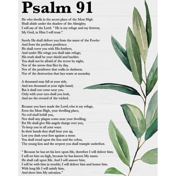 Inspirational Scripture Wall Art Bible Verses Psalm 91 Wall Decor Christian Wall Art Decor Prayer Room Decor Religious Gifts for Home Office Nursery Bathroom Decoration poster