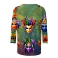 thumbnail image 5 of SOOMLON Mardi Gras Outfit for Women Tuesday Tshirts Carnival Themed Party 3/4 Sleeve Tops Funny Mask Graphic Shirts Tunic Round Neck Outfits New Orleans Holiday Blouses 2025 Multicolor XL, 5 of 5