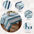 thumbnail image 5 of Teal Blue Stripe Table Cloth Waterproof Tablecloths, Ombre Geometric Aqua Vertical Striped Tablecloth Dining Table Cover for Kitchen Party Tabletop Outdoor, Square Tablecloth 60x60 Inch, 5 of 9