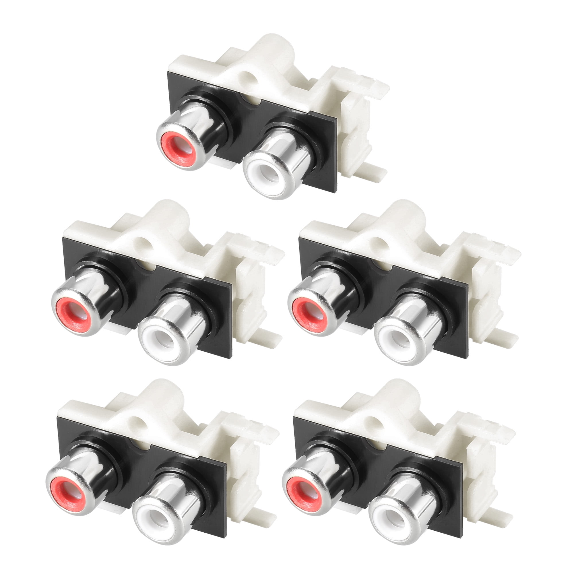 PCB Panel Mount 2 RCA Socket Female Jack Audio Video AV Connector White