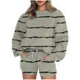thumbnail image 1 of Puntoco Conjunto De Sudadera Con Pantalón Y top De Manga Larga Con Cuello Redondo Y Estampado A Rayas Para Mujer, Color Azul Oscuro Xl, 1 of 3