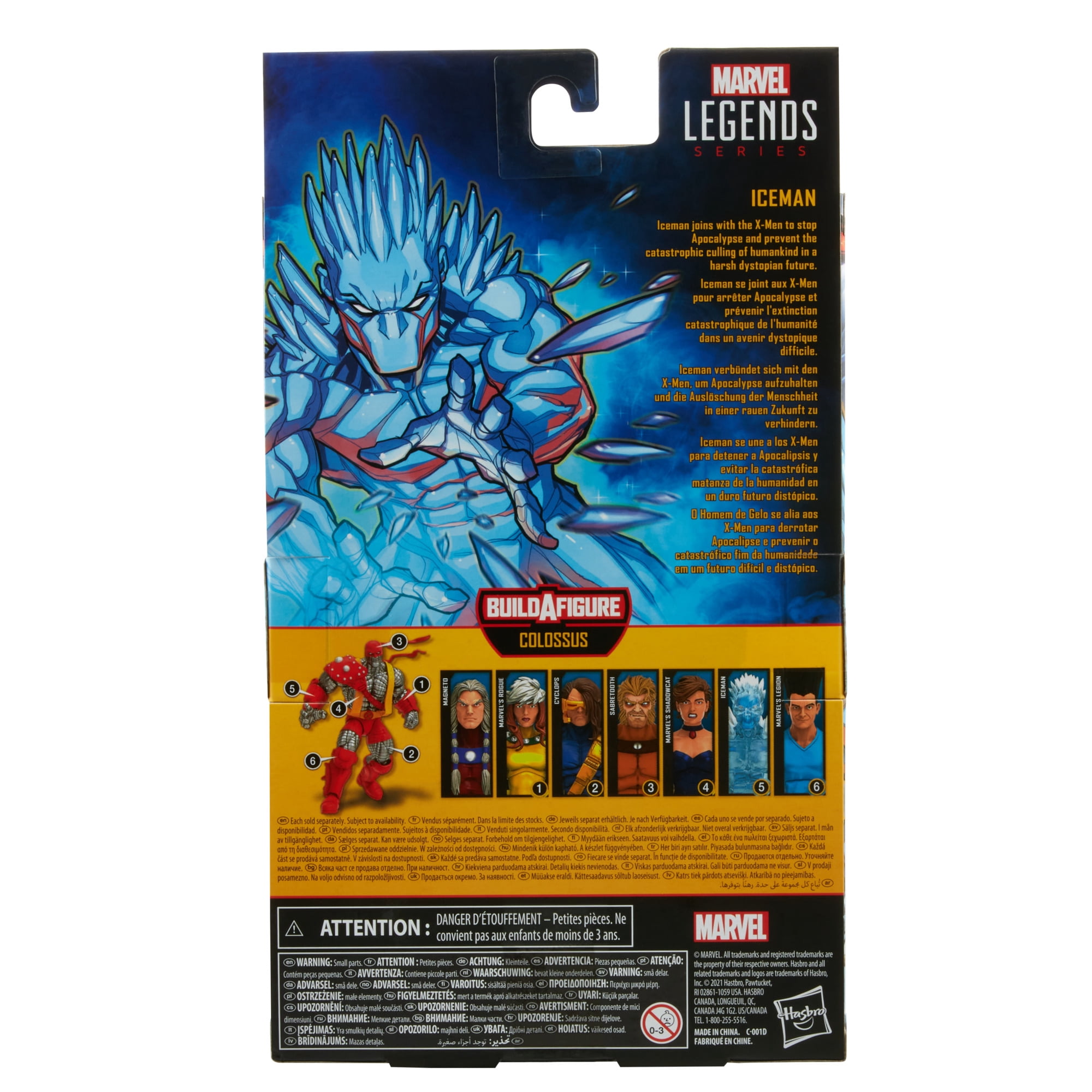 Hasbro Marvel Legends Series 6-inch Scale Action Figure Toy Iceman, Premium Design, 1 Figure, 2 Accessories, and 2 Build-A-Figure Parts , Blue