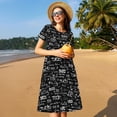 thumbnail image 4 of Easygdp Travel The World para Vestido Transpirable de Mujer, Vestido Suelto de Manga Corta con Pliegues y Bolsillos para el Verano, 4 of 6