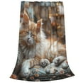 thumbnail image 2 of Honeii Serene Kitten Kingdom Print Fleece Blanket - Throw Blanket for Bed, Sofa, Couch, Camping, and Travel , Microplush Ultra Soft Warm Blanket-60"x50", 2 of 7