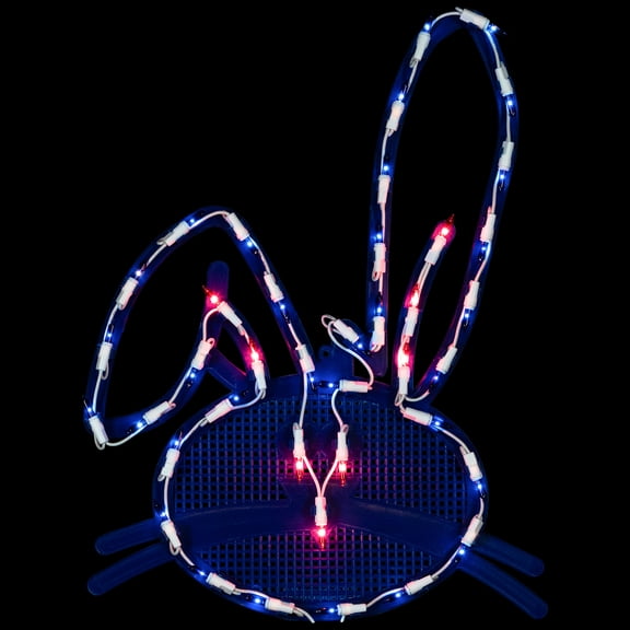 Northlight Lighted Bunny Head Easter Window Decoration - 17"  - Blue