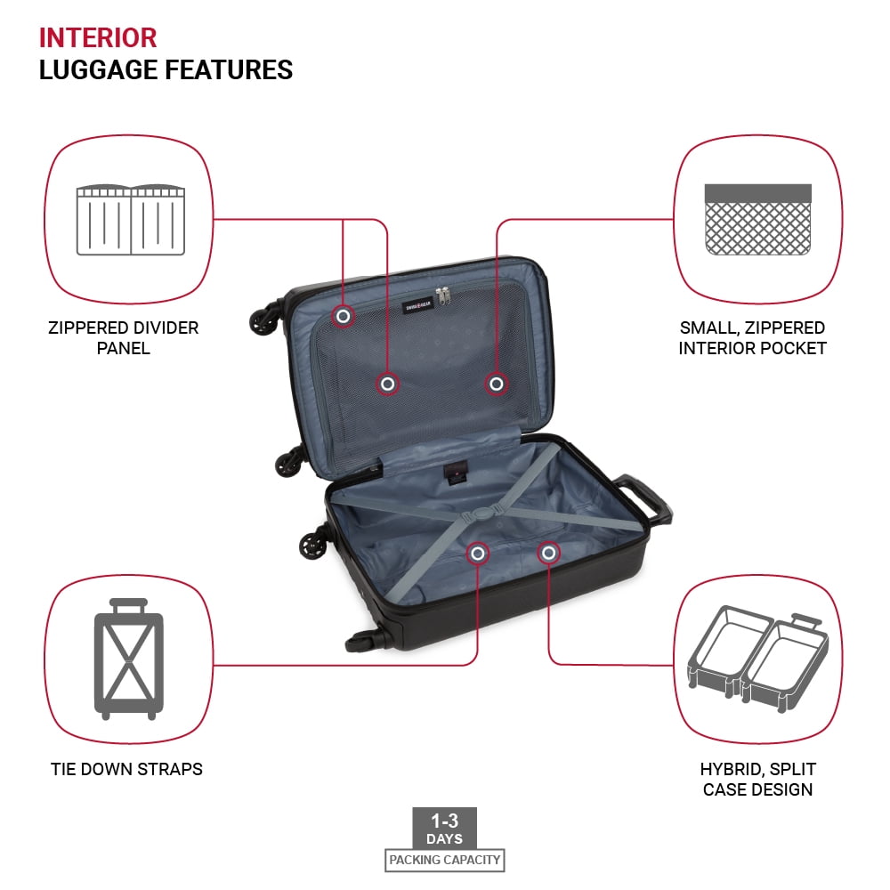 SWISSGEAR Wave Hardside Expandable Carry-on Luggage with Spinner Wheels, Black